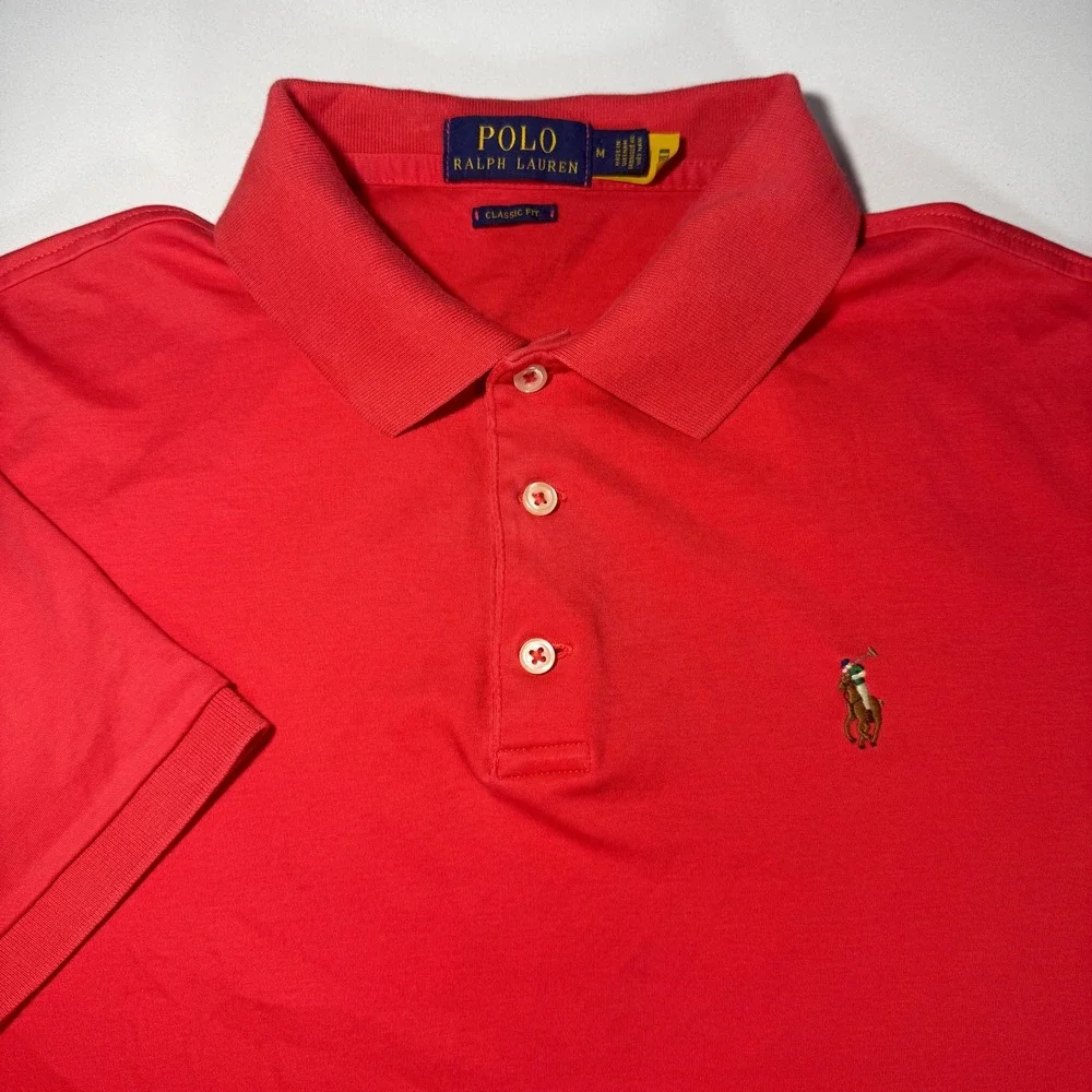 Polo Ralph Lauren Mens Classic Fit Red/Orange‎ Short Sleeve Polo Shirt Size M
